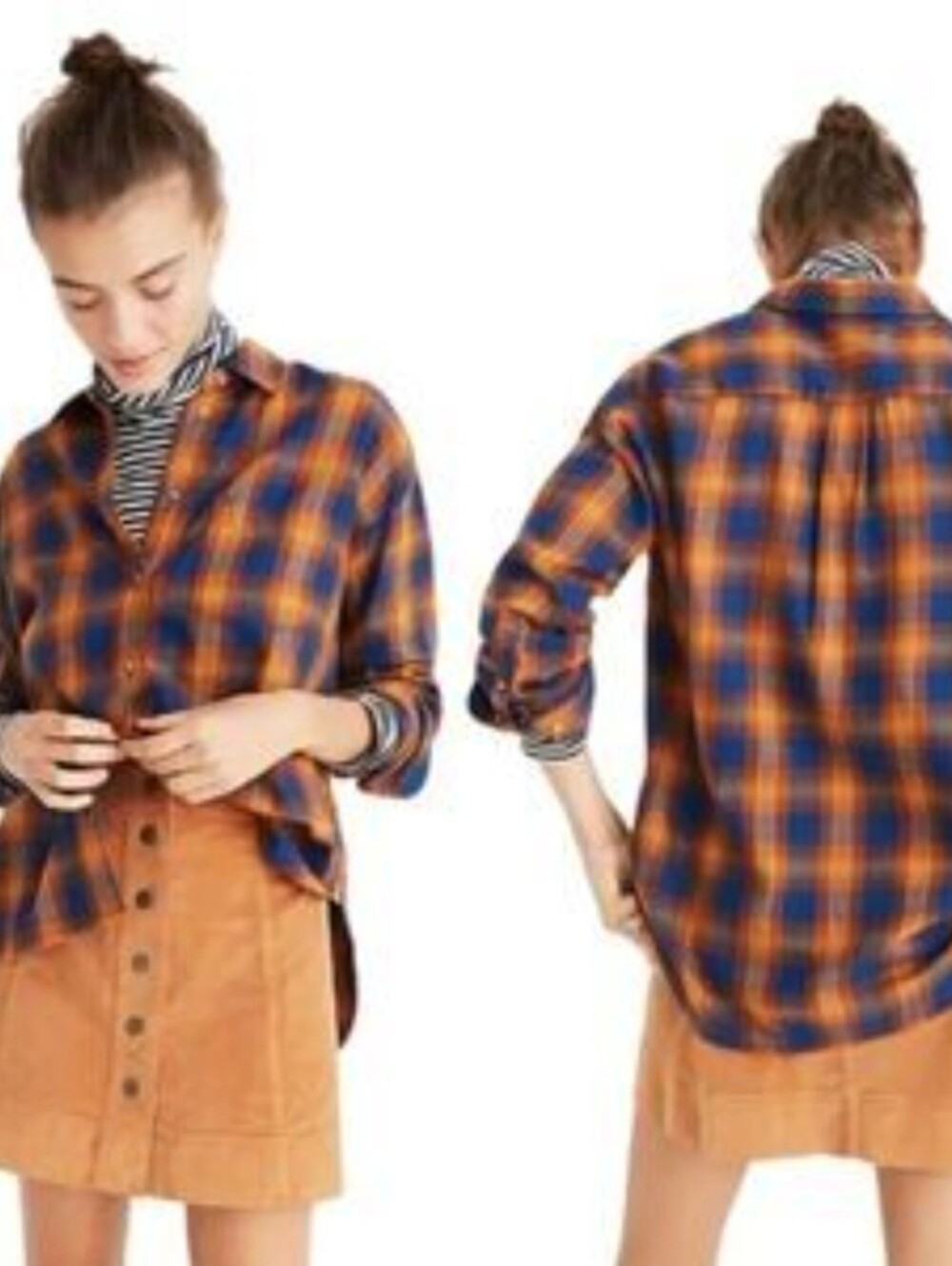 Madewell Plaid Button-Down Shirt in Blue and Orange